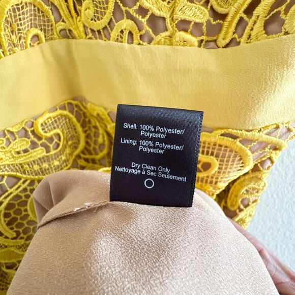 Dress the Population Ava Yellow Lace Mini Dress Large V-Neck Sleeveless Lined - Picture 7 of 15